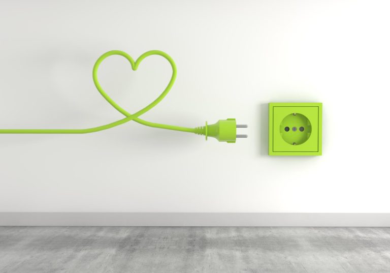 3d render green electrical plug isolated socket background eco energy concept