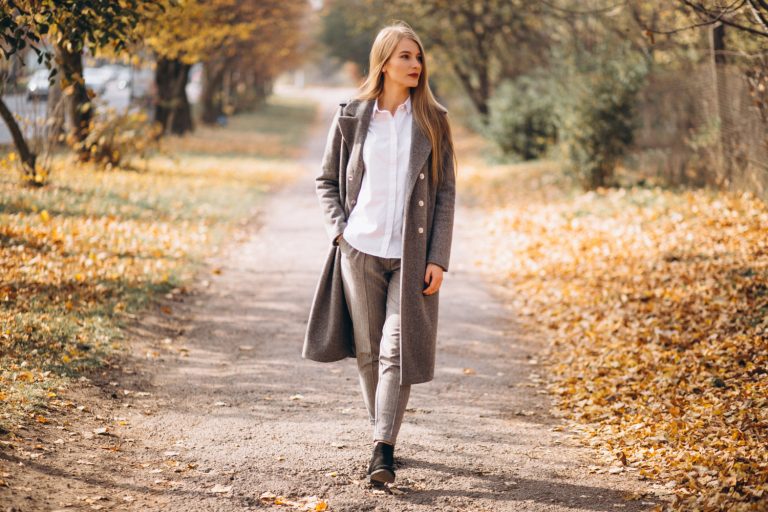 young woman walking park